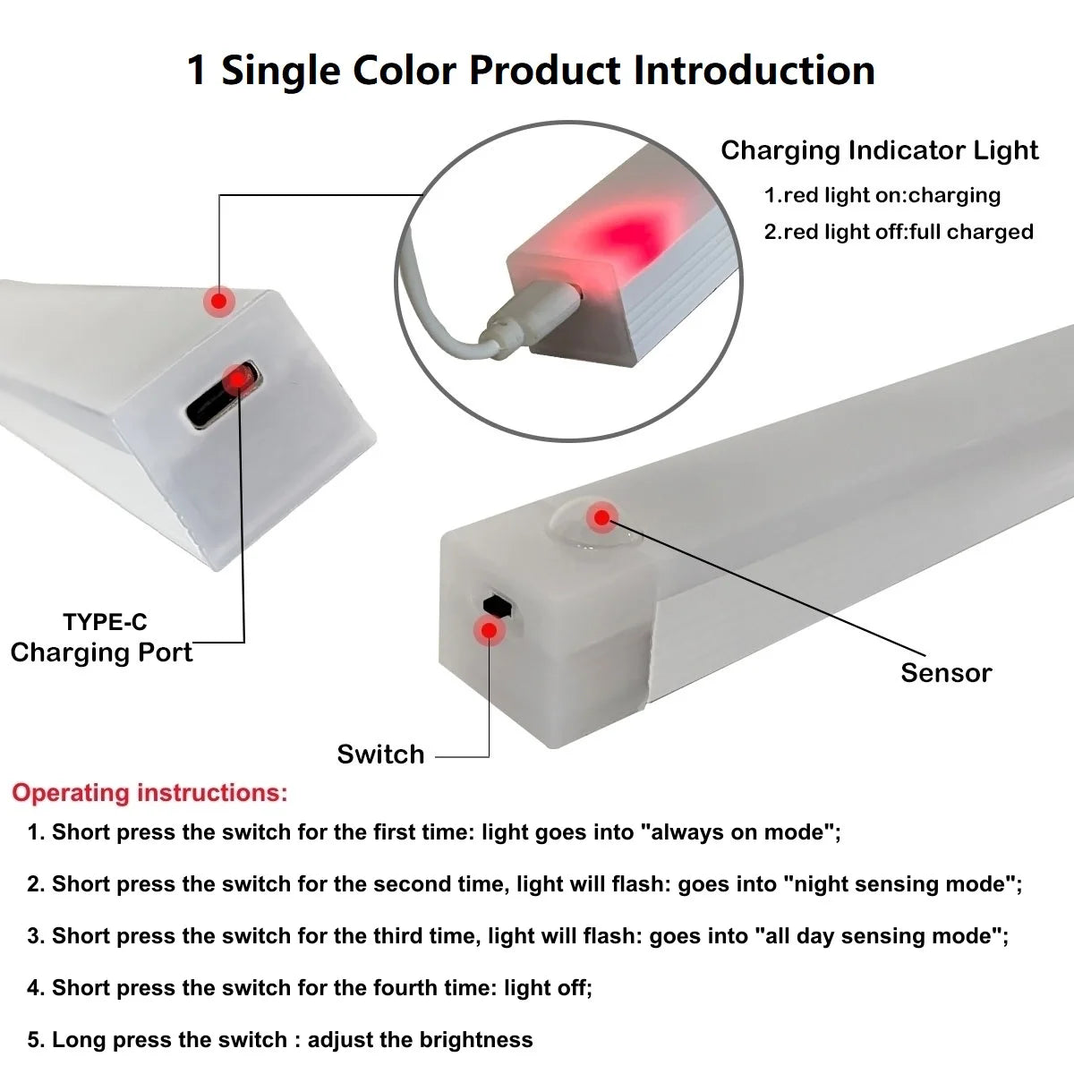 Lampe LED Détecteur de Mouvement Sans Fil Rechargeable USB