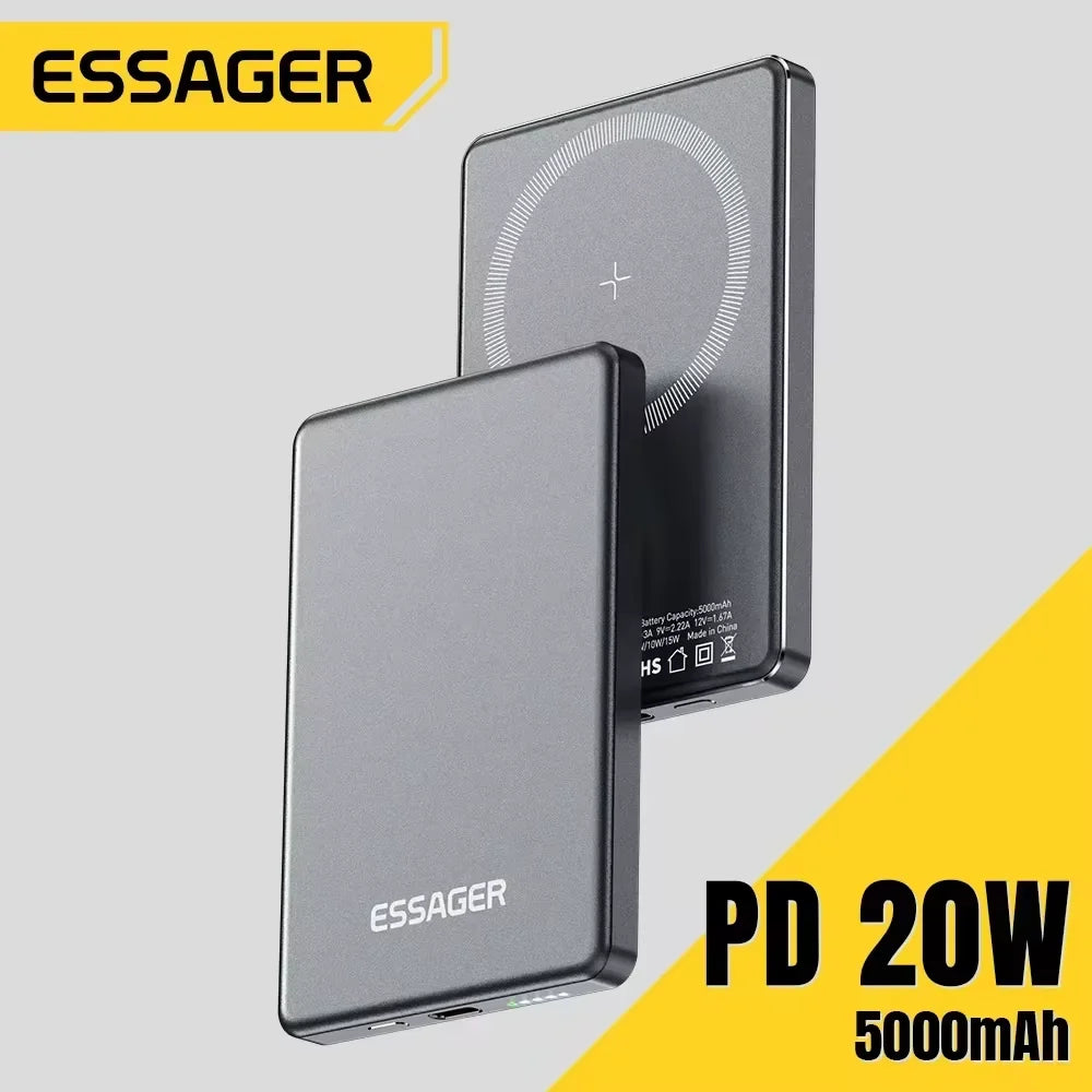 Batterie Externe Magnétique Sans Fil 20W 5000mAh - Compatible MagSafe