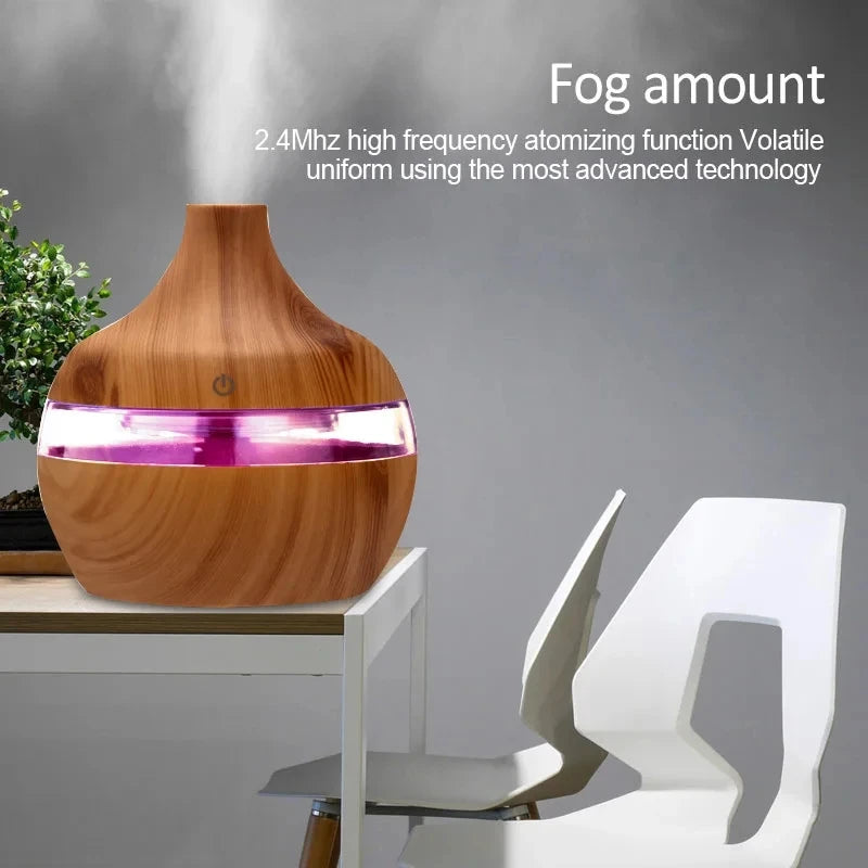 Diffuseur d'Huiles Essentielles Ultrasonique Bois - Humidificateur