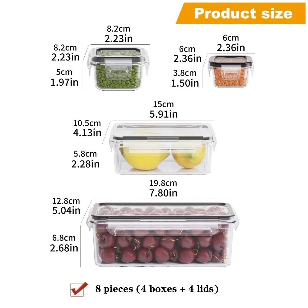 Boîtes de Conservation Hermétiques Sans BPA - Set 8 pièces
