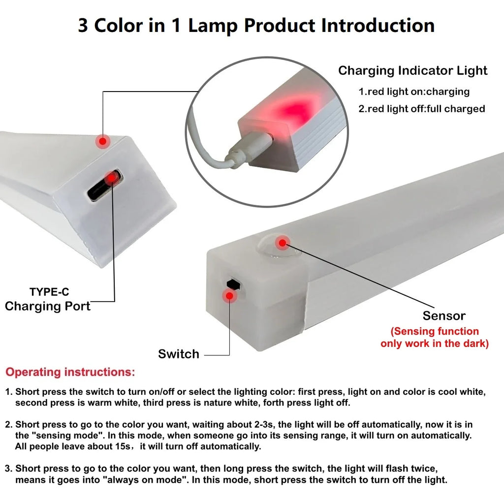 Lampe LED Détecteur de Mouvement Sans Fil Rechargeable USB
