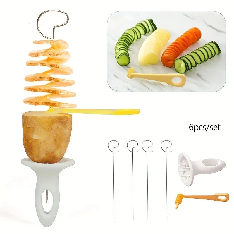 Spiraliseur de Légumes Inox 6-en-1 - Coupe Spirale