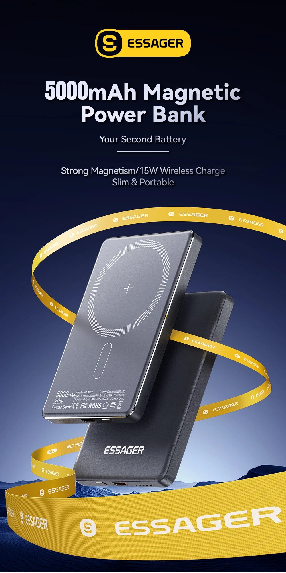 Batterie Externe Magnétique Sans Fil 20W 5000mAh - Compatible MagSafe