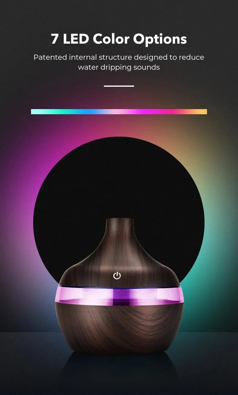 Diffuseur d'Huiles Essentielles Ultrasonique Bois - Humidificateur