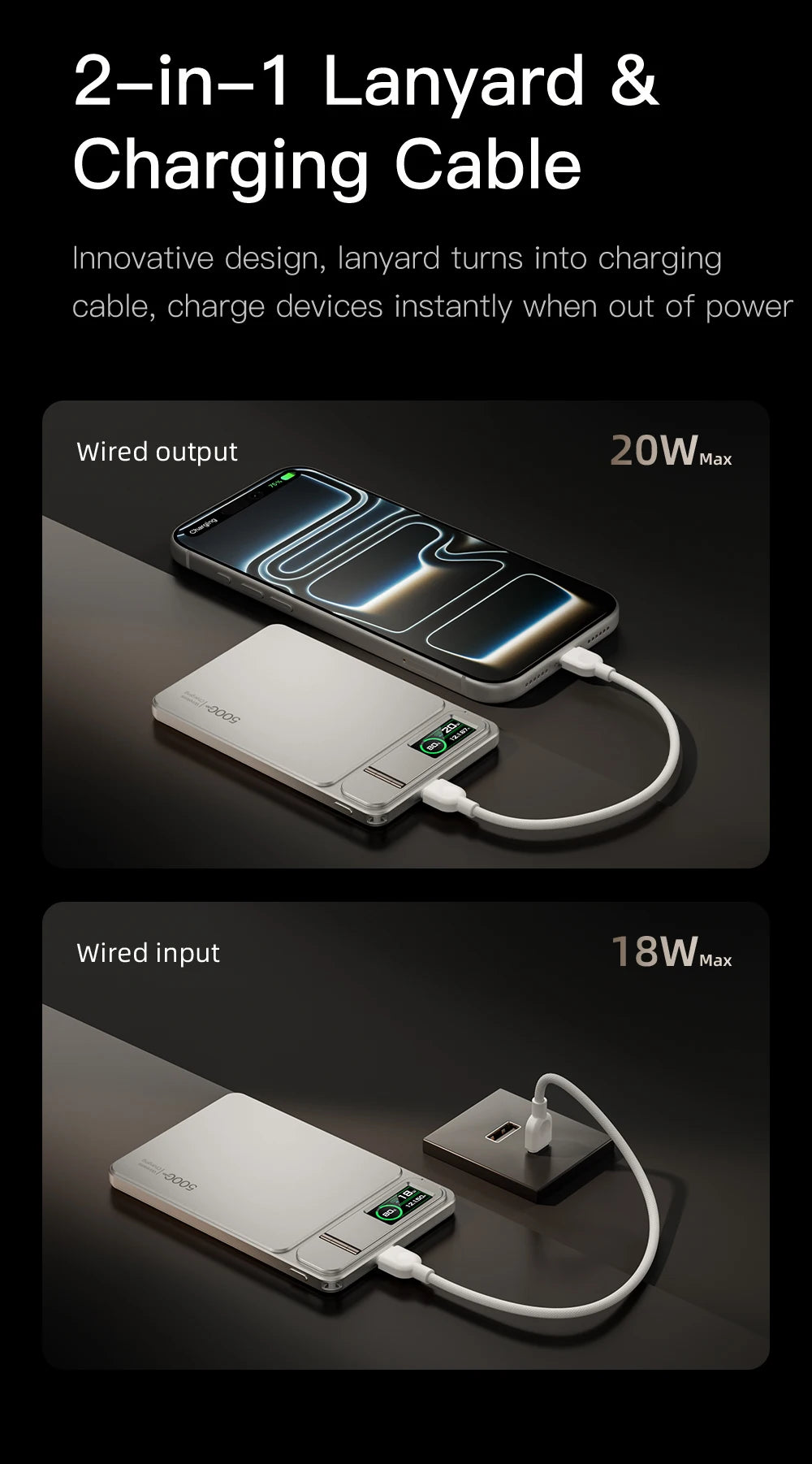 Batterie Externe Magnétique Sans Fil 20W 10000mAh - Charge Rapide