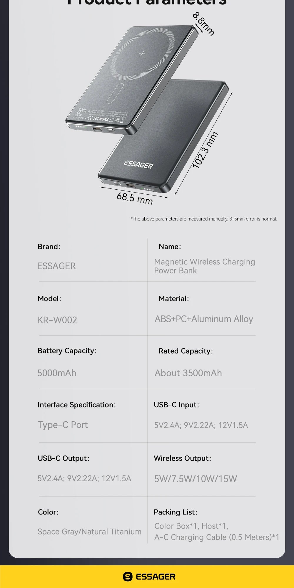 Batterie Externe Magnétique Sans Fil 20W 5000mAh - Compatible MagSafe