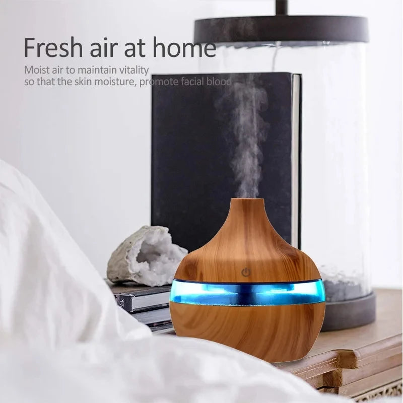 Diffuseur d'Huiles Essentielles Ultrasonique Bois - Humidificateur