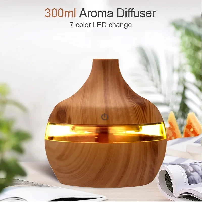 Diffuseur d'Huiles Essentielles Ultrasonique Bois - Humidificateur